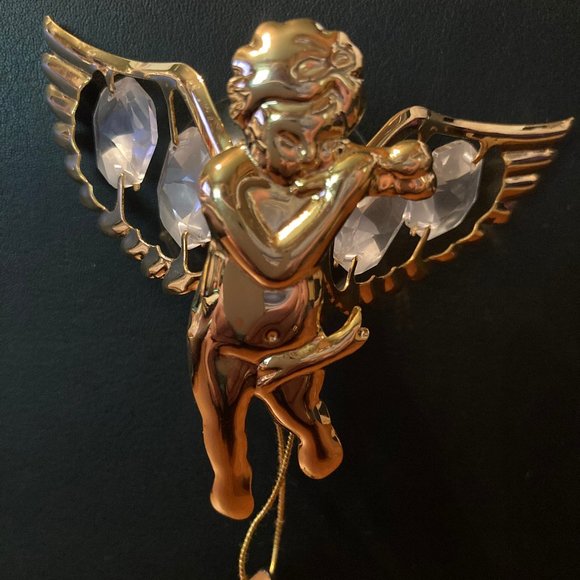 CRYSTAL CREATIONS 24K GOLD PLATED ANGEL HANGER NEW - Picture 1 of 4
